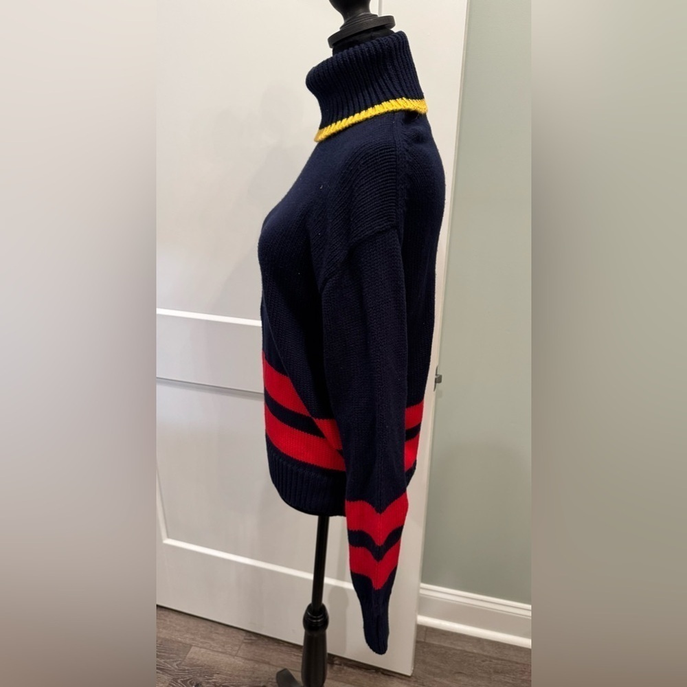 Polo Ralph Lauren Striped Turtleneck Sweater Navy Blue, Red & Yellow cotton - Picture 4 of 9